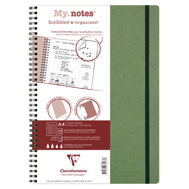 CLAIREFONTAINE AGE BAG MY.NOTES A4 783463C Spiralbuch liniert grün 60 Bl