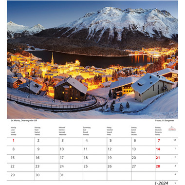 CALENDARIA Schweiz 2024 43494638 D/F/I/E, 21x24cm