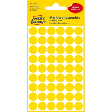 AVERY ZWECKFORM Marcatori giallo 3144 12mm 270 pz.