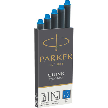 PARKER Tintenpatrone Quink Z 44 1950383 königsblau, abwaschbar 5 Stück