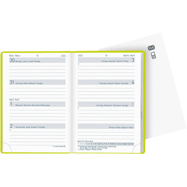 BIELLA Taschenagenda Mittelform. 2024 822301310024 vert, 3½J/P, 7,6x11cm