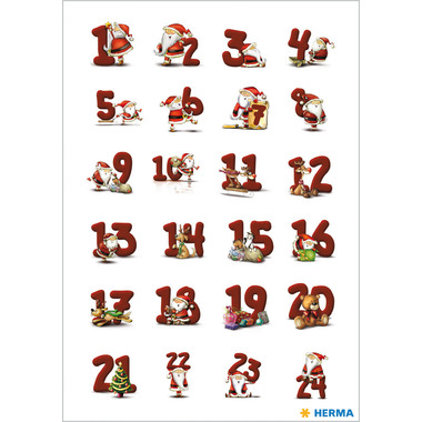 HERMA Sticker Avvento 15071 rosso 72 pezzi/3 fogli