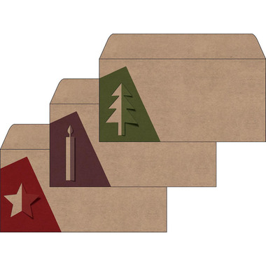 SIGEL Weihnachts-Umschl.-Set 11x22cm DU258 Cut-out style Kraftpapier