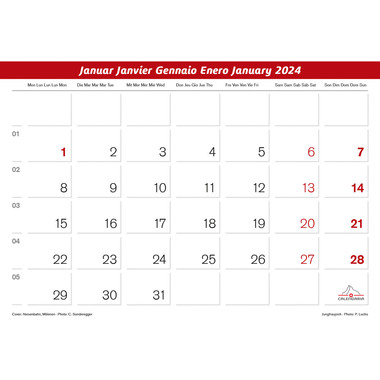 CALENDARIA Berner Oberland 2024 43494600 D/F/I/E, 31.5x23cm