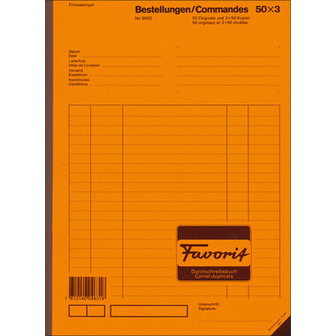 FAVORIT Nota commissionee D/F A4 9023 bianco 50x3 fogli