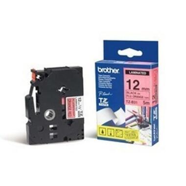 PTOUCH Band, lam.,fluor. schw. / orange TZe - B31 PT - 300 12 mm