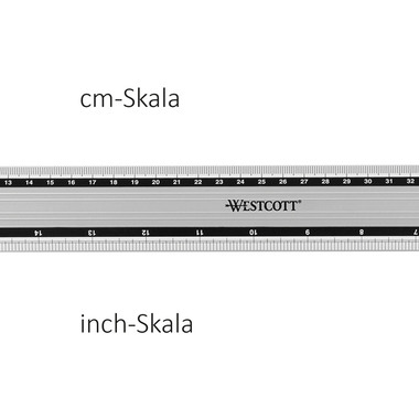 WESTCOTT Aluminium Lineal 50cm E-1019300 cm/inch Scala