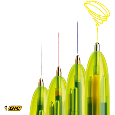 BIC Kugelschreiber Fluo 933948 4 Colours Box, 12 Stück