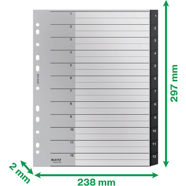 LEITZ Registro Recycle PP nero A4 1209-00-00 Numeri 1-12