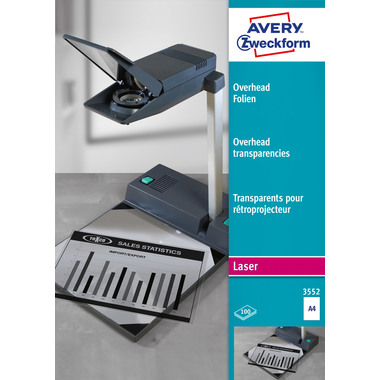 AVERY ZWECKFORM Projektionsfolie OHP A4 3552 Laser Drucker 100 Blatt