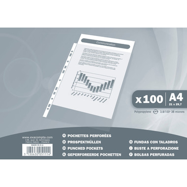 EXACOMPTA Zeigetaschen, genarbt A4 5111E PP, gelocht, 40my