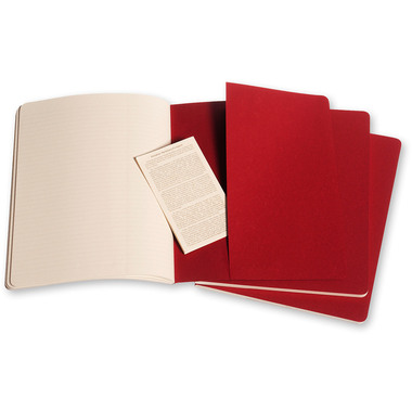 MOLESKINE Notizheft Cahier XL 25x19cm 931076 liniert, rot 3 Stück