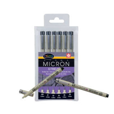 SAKURA Pigma Micron Set POXSDK6 0,2/0,25/0,3/0,35/0,45/0,5mm