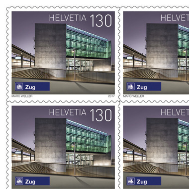 Briefmarken CHF 1.30 «Zug», Bogen mit 10 Marken Bogen Schweizer Bahnhöfe, selbstklebend, ungestempelt