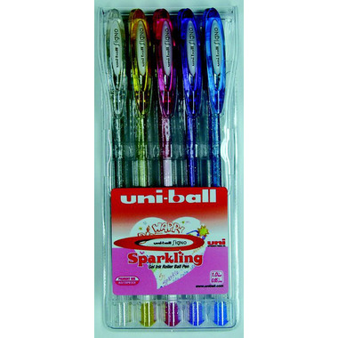 UNI-BALL Signo Sparkling 1mm UM-120SP.5C 5 couleurs étui