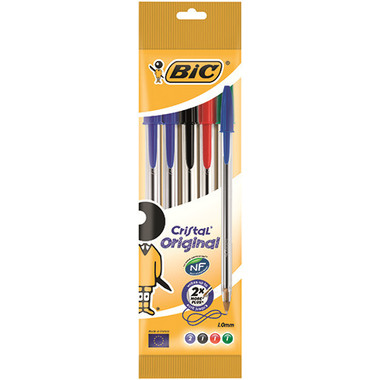 BIC Kugelschr.Cristal Original 1mm 802054 ass., Pouch 5 Stück