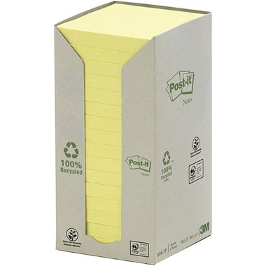 POST-IT Sticky Notes Ricicl. 76x76mm 654-1T giallo, 16x100 fogli
