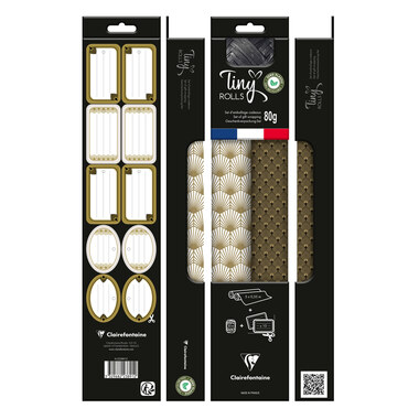 CLAIREFONTAINE Tiny Rolls Set glod/schwarz 223891C 5x0.35m inkl. Band