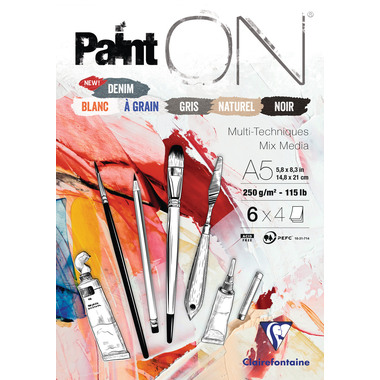 CLAIREFONTAINE Paint'On Block A5 975409C Sortiert 24 Blatt