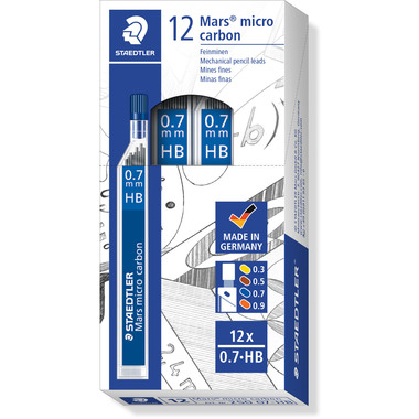 STAEDTLER Feinmine MARS MICRO HB 0,7mm 250 07-HB tiefschwarz 12 Stück