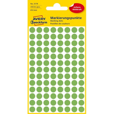 AVERY ZWECKFORM Punti marcatura 8mm 3179Z verde 416 pezzi