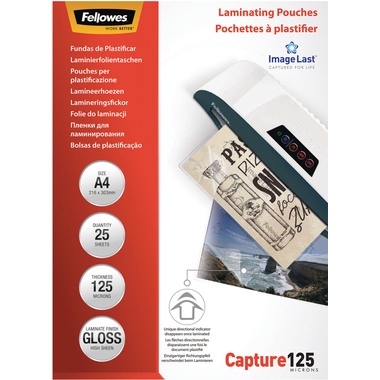 FELLOWES Pelicole per laminazione A4 5396301 lucido, 125my 25 pezzi