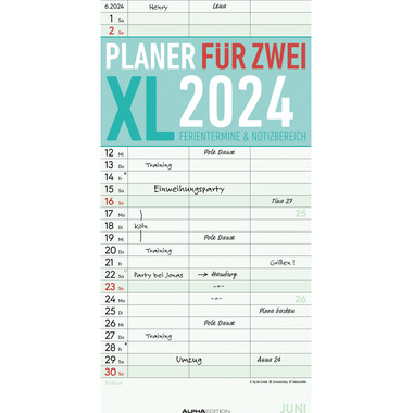 ALPHA EDITION Planer für 2 XL 103625 DE, 22x45cm 2024