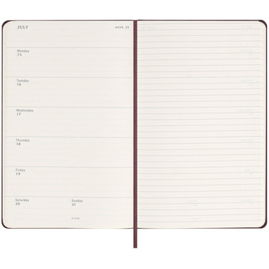 MOLESKINE Wochen-Notizkalender 2024 056598857108 1W/1S, bordeaux, HC, L/A5