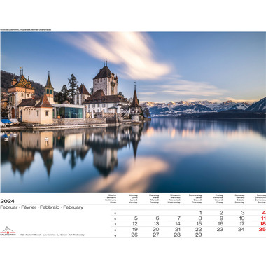 CALENDARIA Schweiz-Suiss-Svizzera-Swiss 43494590 D/F/I/E, 40x31cm 2024