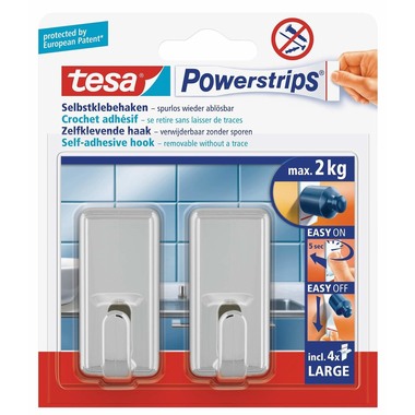 TESA Powerstrips crochet Classic 580510001 2 Crochet/4 bandes grandes