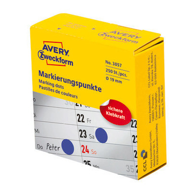 AVERY ZWECKFORM Marcatori 19mm 3857 blue 250 pezzi