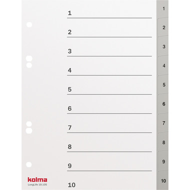 KOLMA Register LongLife A5 19.105.20 grau 1-10