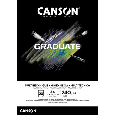 CANSON Graduate Mixed Media A4 31250P017 20 Blatt, schwarz, 240g