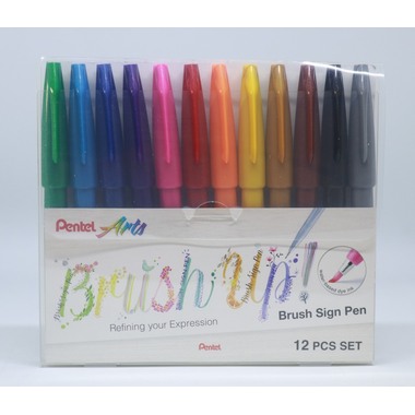 PENTEL Brush Sign Pen SES15C-12ST1 12 Farben, Etui
