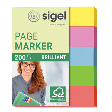 SIGEL Haftnotizen BRILLANT 12x50mm HN625 farbig ass. 5 x 40 Streifen