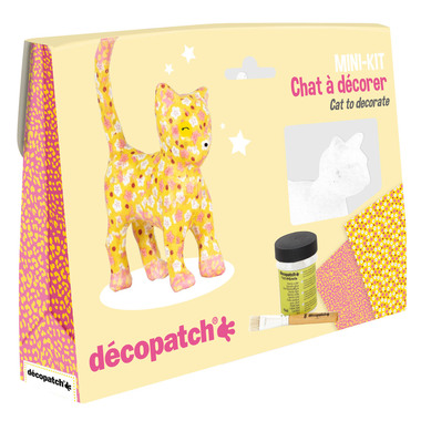 DECOPATCH Bastelset Katze KIT012O Bogen, Tier, Pinsel, Lack