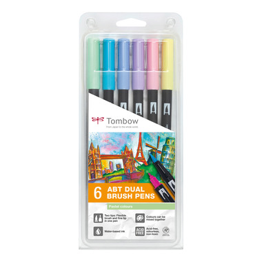 TOMBOW ABT Dual Brush Pen ABT-6P-2 6er Set Pastellfarben