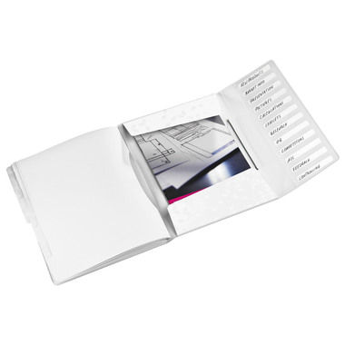 LEITZ Dossier de coll. WOW PP A4 4634-00-01 blanc 12 comp.