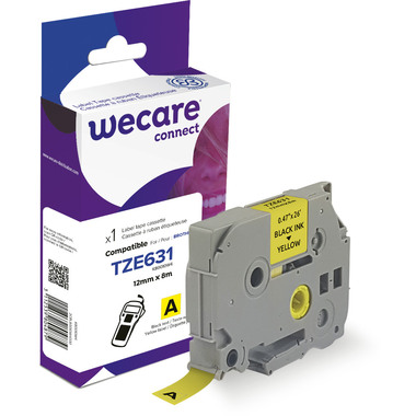 WECARE Band, laminiert schwarz/gelb Tze-631WE ersetzt Ptouch Tze-631 12mm