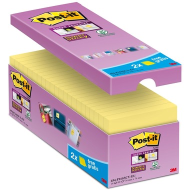 POST-IT Super Sticky Notes 654-P16SSCY-EU 76x76mmgelb 16x90Bl.