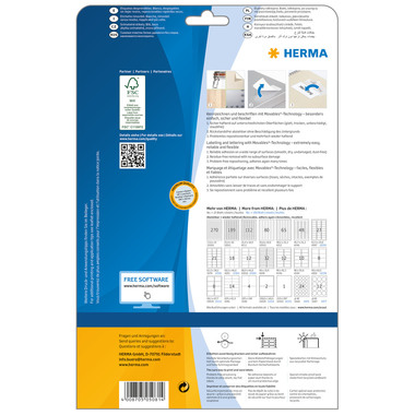 HERMA Etiketten Movables 63,5x46,6mm 4203 weiss, non-perm. 450 St./25Bl.