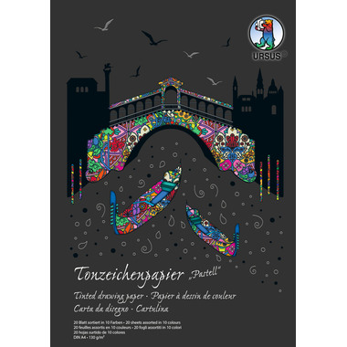 URSUS Tonzeichen-Block A4 2144699SE 0g, pastell 20 Blatt