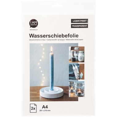 I AM CREATIVE Wasserschiebefolie A4 MAA4010.57 klar 2 Stück