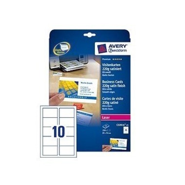 AVERY ZWECKFORM Carte de visite re./ve.85x54mm C32016-25 Laser,220g,blanc 25f./10pcs.