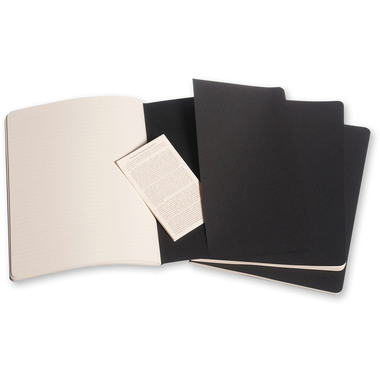 MOLESKINE Notizheft Cahier XL 25x19cm 705014 liniert, schwarz 3 Stück