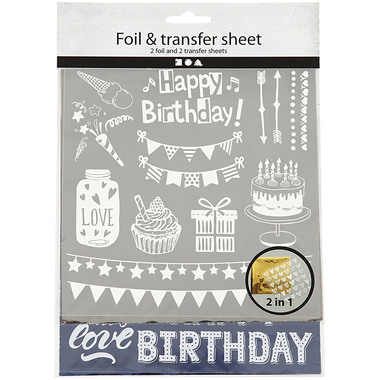 MAREIN Foliensticker Transfer 283553 Birthday, 2 Blatt