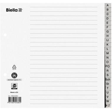 BIELLA Register PP grau A4 19642400U 24-teilig a-z teildeckend