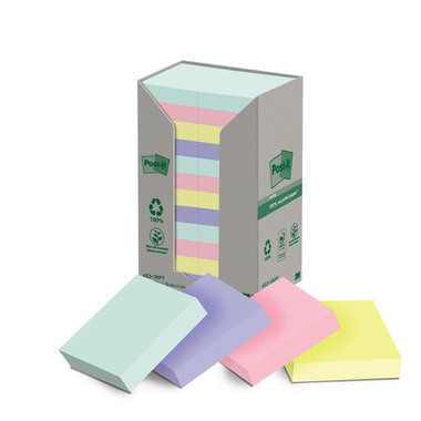 POST-IT Sticky Notes Ricicl. 51x38mm 653-1RPT 4-colori, 24x100 fogli