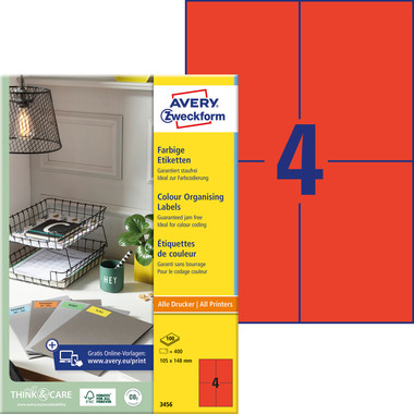 AVERY ZWECKFORM Etichette 105x148mm 3456 rosso 400 pezzi