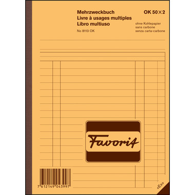 FAVORIT Libro polifunzionaleD/F/I A5 8113OK blu/bianco 50x2 fogli